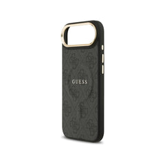 Guess Funda de Polipiel Logo Clásico para iPhone Air Compatible con MagSafe y Protección Anticaídas, Negra