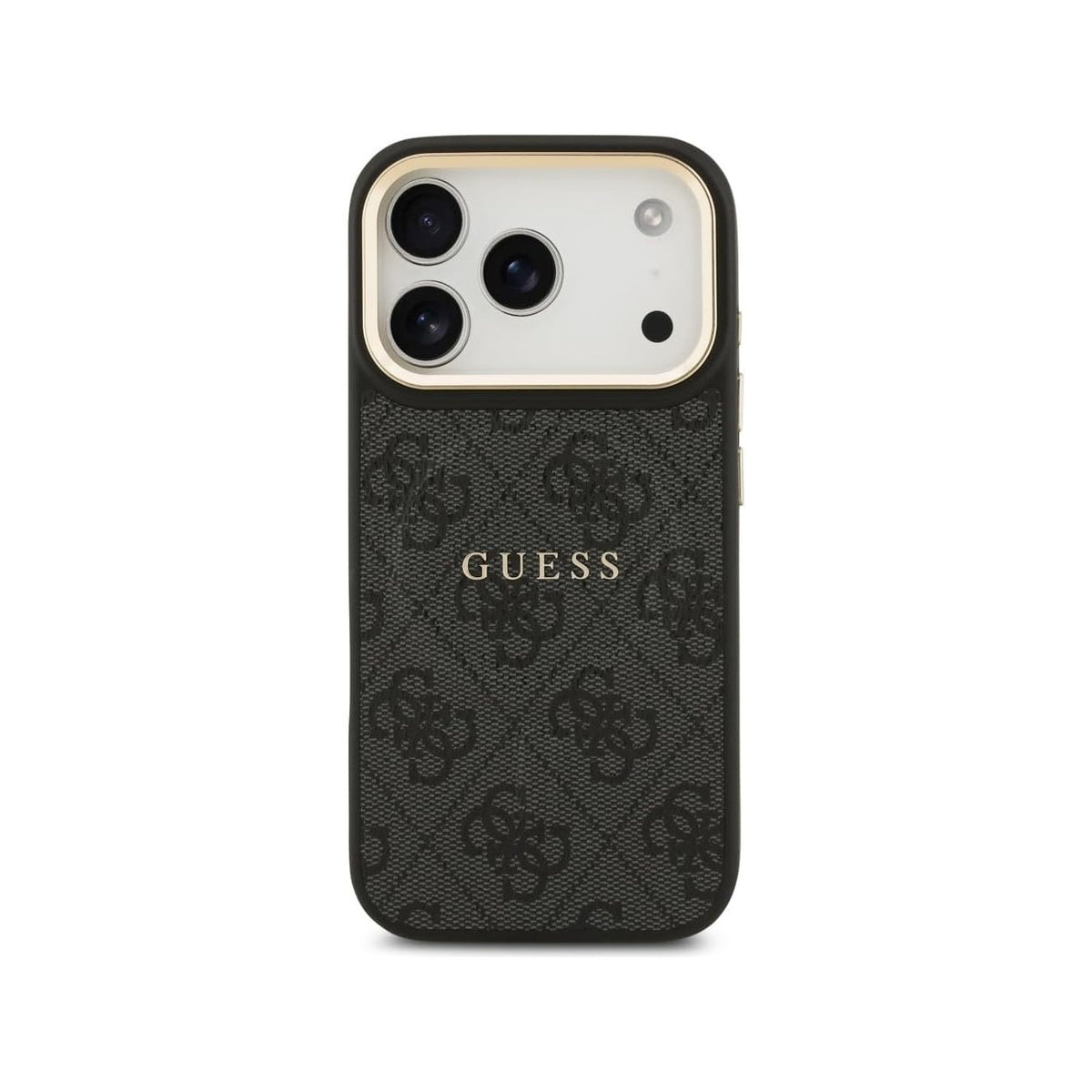 Guess Funda de Polipiel Logo Clásico para iPhone 17 Pro Max/18 Pro Max Compatible con MagSafe y Protección Anticaídas, Negra