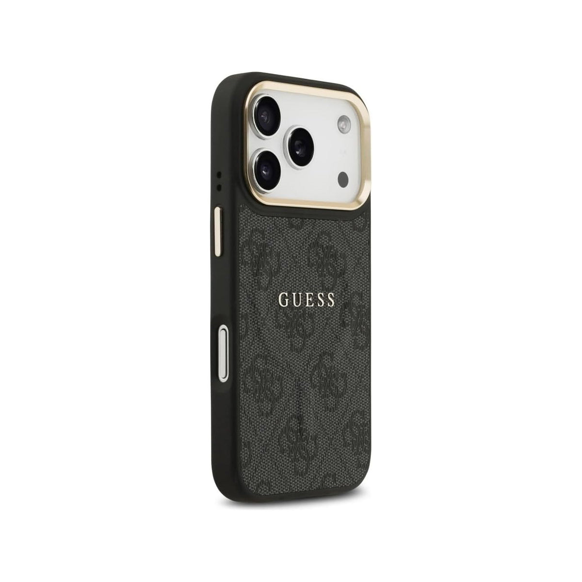Guess Funda de Polipiel Logo Clásico para iPhone 17 Pro Max/18 Pro Max Compatible con MagSafe y Protección Anticaídas, Negra