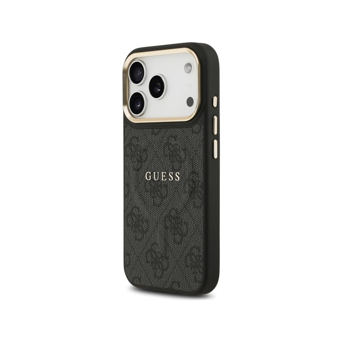 Guess Funda de Polipiel Logo Clásico para iPhone 17 Pro Max/18 Pro Max Compatible con MagSafe y Protección Anticaídas, Negra