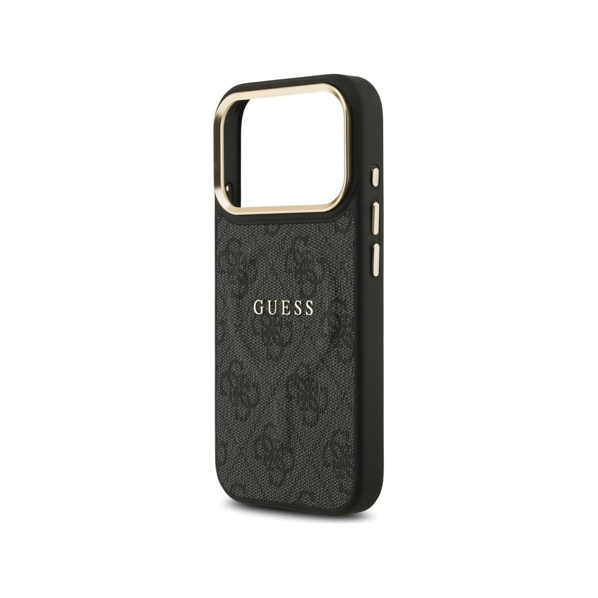 Guess Funda de Polipiel Logo Clásico para iPhone 17 Pro Max/18 Pro Max Compatible con MagSafe y Protección Anticaídas, Negra