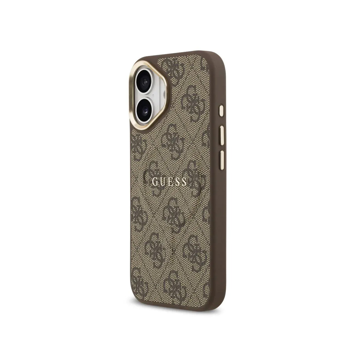 Guess Funda de Polipiel Logo Clásico para iPhone 17 Compatible con MagSafe y Protección Anticaídas, Marrón