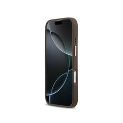 Guess Funda para iPhone 16 – Carcasa de Polipiel con MagSafe, Logo 4G Clásico Marrón, Protección Anticaídas y Ajuste Preciso
