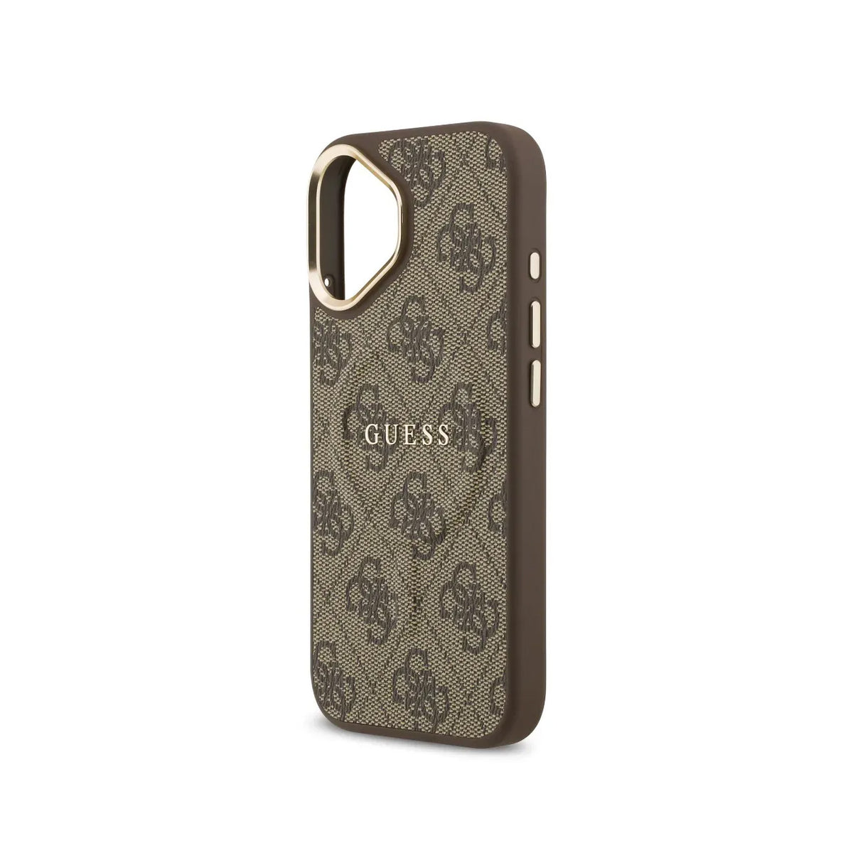 Guess Funda de Polipiel Logo Clásico para iPhone 17 Compatible con MagSafe y Protección Anticaídas, Marrón