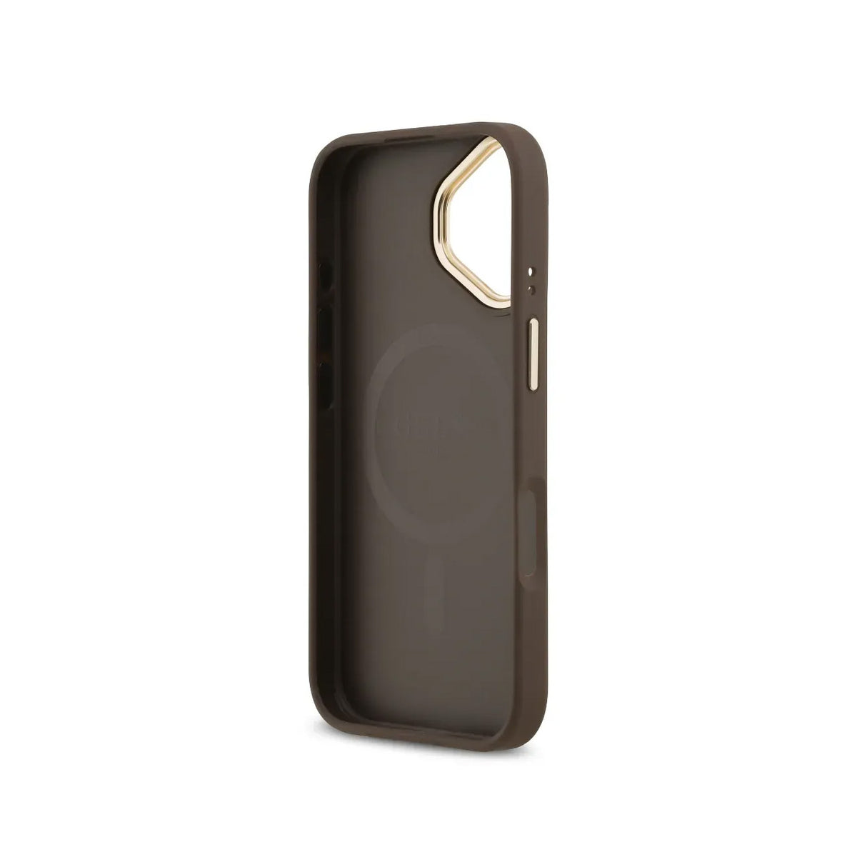 Guess Funda de Polipiel Logo Clásico para iPhone 17 Compatible con MagSafe y Protección Anticaídas, Marrón