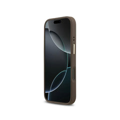 GUESS Funda de Polipiel Logo 4G Clásico para iPhone 16 Pro Compatible con MagSafe y Protección Anticaídas, Marrón