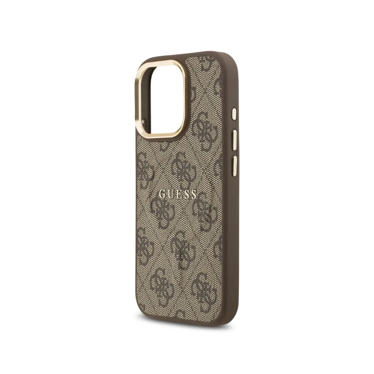 GUESS iPhone 16 Pro Case - Brown Faux Leather with Classic 4G Logo and MagSafe, Elegant Design and Precise Fit