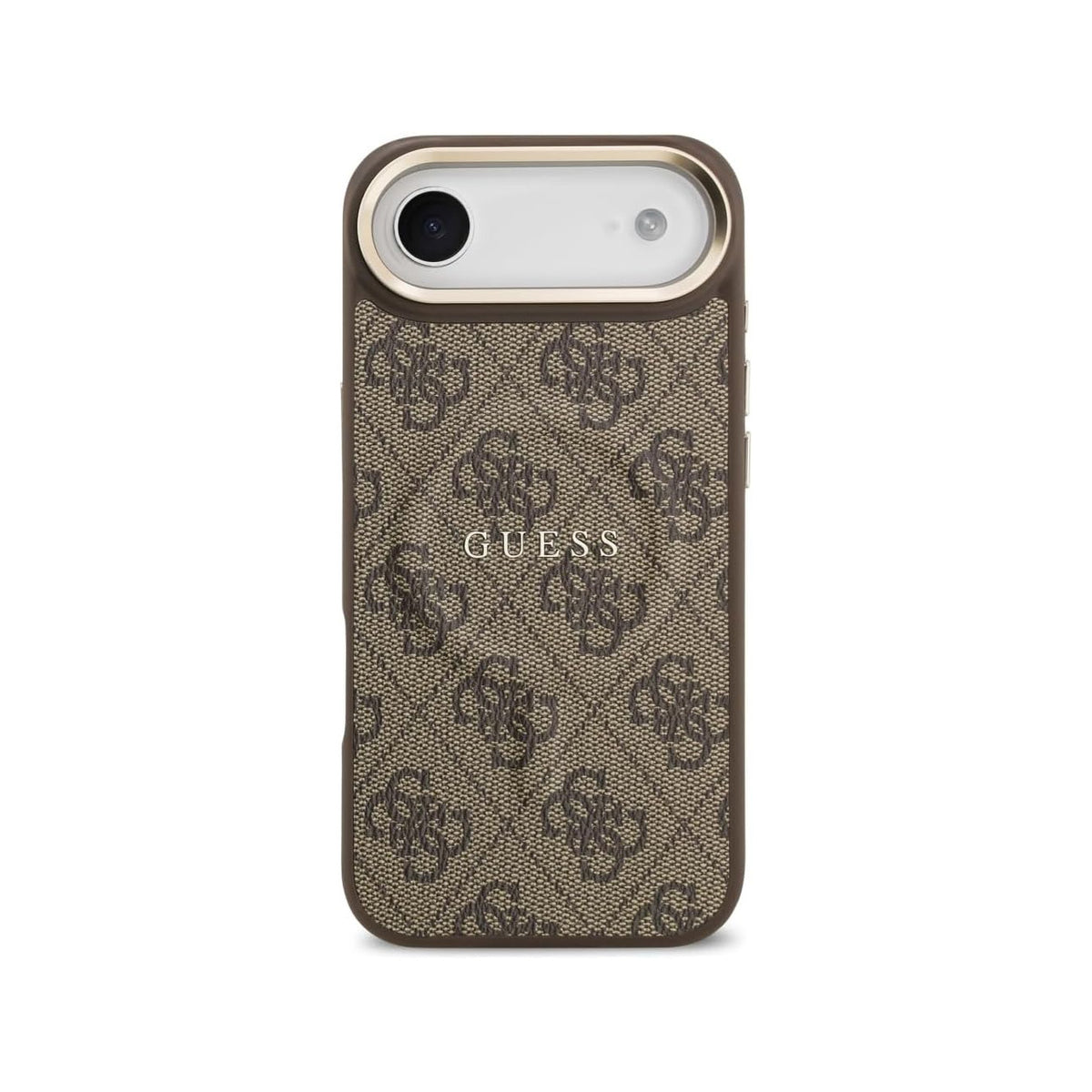 Guess iPhone 17 Air Case – Brown Faux Leather MagSafe Compatible Cover with Classic Guess Logo, Drop Protection, and Precise Fit