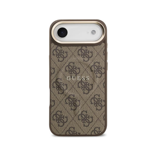 Guess Funda para iPhone Air – Carcasa de Polipiel Marrón Compatible con MagSafe con Logo Clásico Guess, Protección Anticaídas y Ajuste Preciso