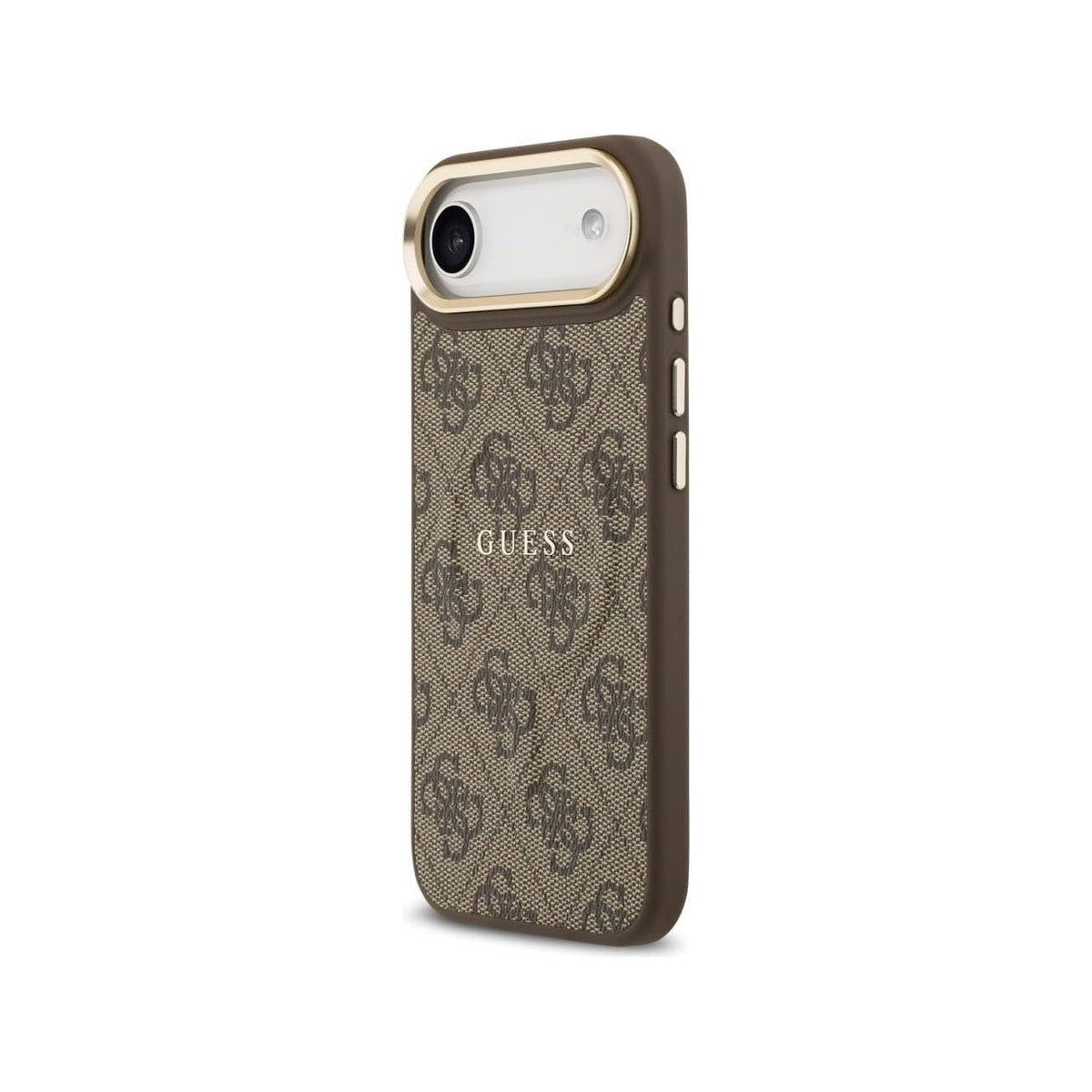 Guess iPhone 17 Air Case – Brown Faux Leather MagSafe Compatible Cover with Classic Guess Logo, Drop Protection, and Precise Fit