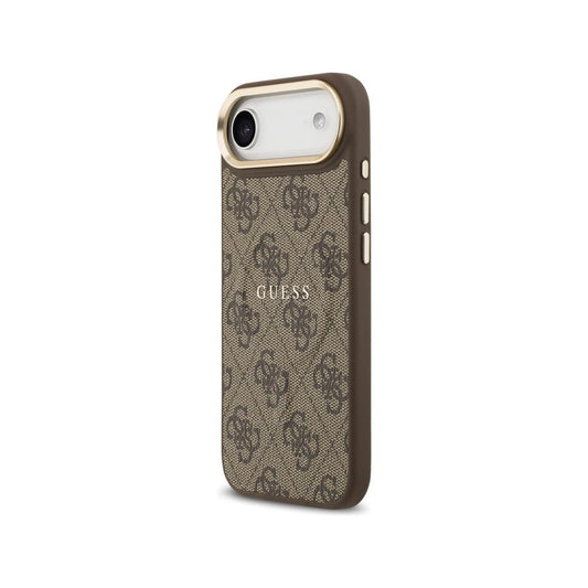 Guess Funda para iPhone Air – Carcasa de Polipiel Marrón Compatible con MagSafe con Logo Clásico Guess, Protección Anticaídas y Ajuste Preciso