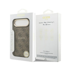 Guess Funda de Polipiel Logo Clásico para iPhone Air Compatible con MagSafe y Protección Anticaídas, Marrón