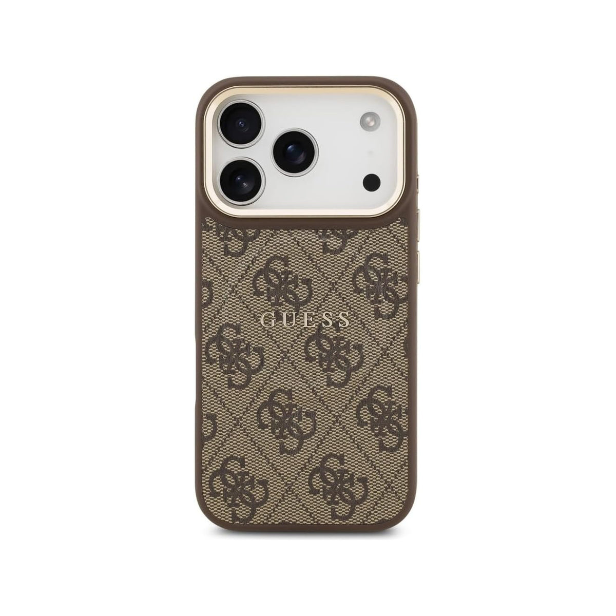 Guess Funda de Polipiel Logo Clásico para iPhone 17 Pro Max/18 Pro Max Compatible con MagSafe y Protección Anticaídas, Marrón