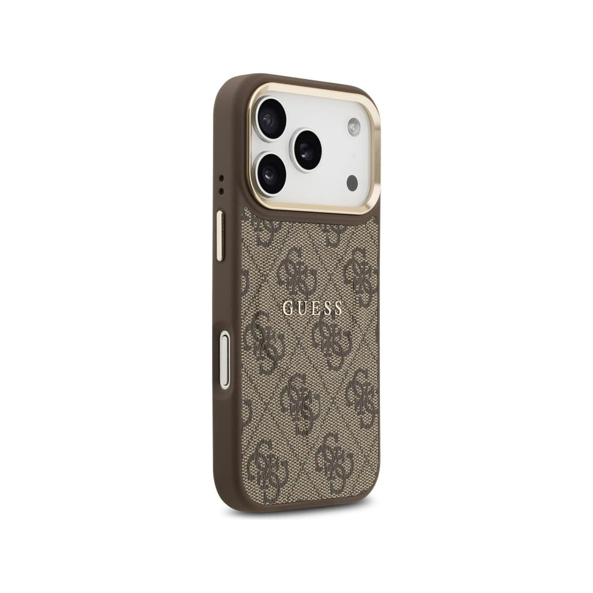 Guess Funda de Polipiel Logo Clásico para iPhone 17 Pro Max/18 Pro Max Compatible con MagSafe y Protección Anticaídas, Marrón
