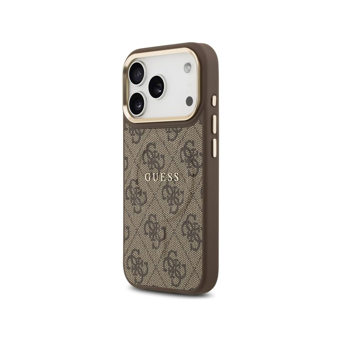 GUESS Funda de Polipiel con Logo Clásico para iPhone 17 Pro/18 Pro Compatible con MagSafe, Marrón