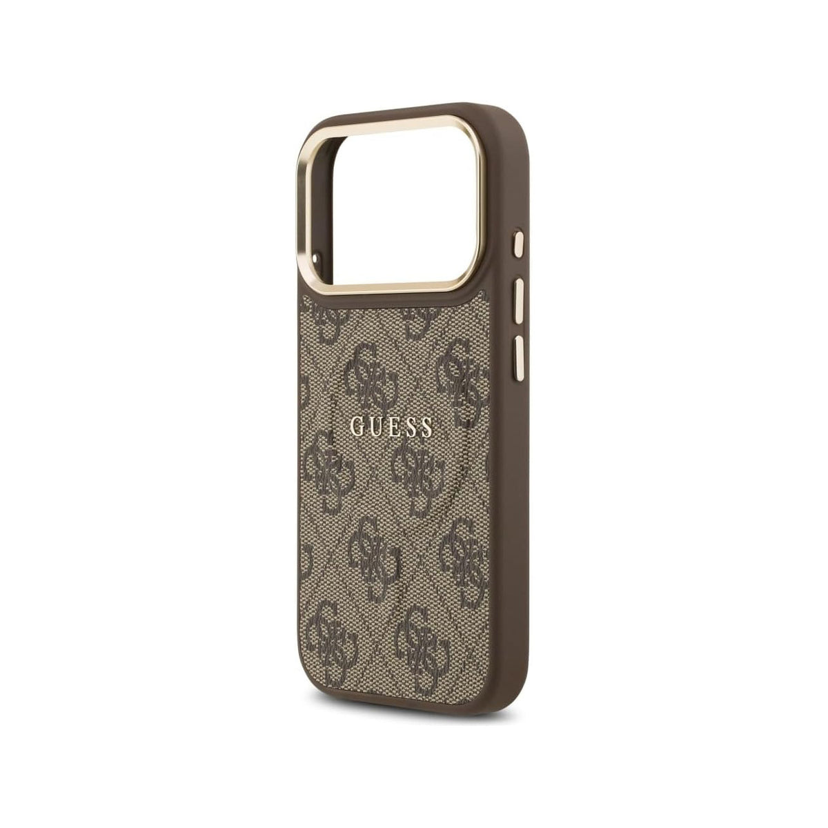 GUESS Funda de Polipiel con Logo Clásico para iPhone 17 Pro/18 Pro Compatible con MagSafe, Marrón