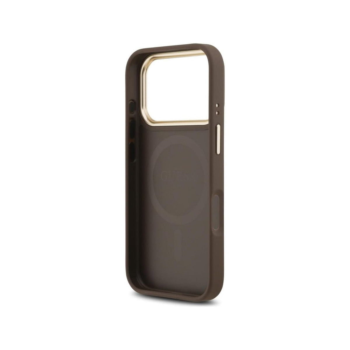 GUESS Funda de Polipiel con Logo Clásico para iPhone 17 Pro/18 Pro Compatible con MagSafe, Marrón