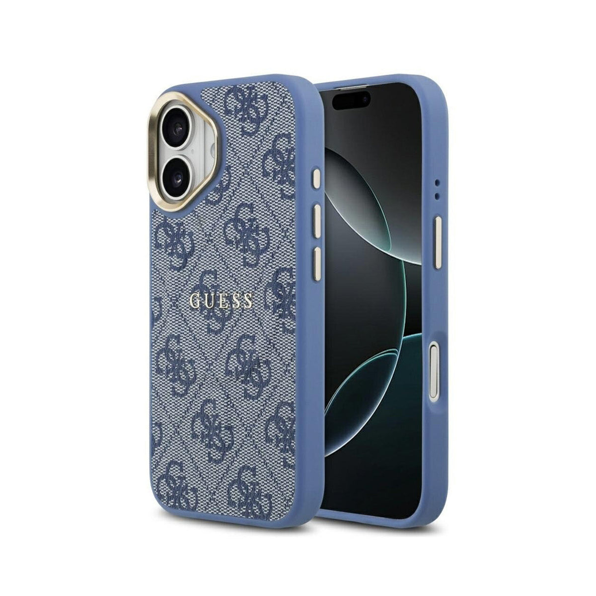 Guess Funda de Polipiel Logo Clásico para iPhone 17 Compatible con MagSafe y Protección Anticaídas, Azul