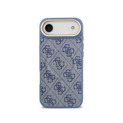GUESS Funda de Polipiel Logo Clásico para iPhone Air Compatible con MagSafe y Protección Anticaídas, Azul