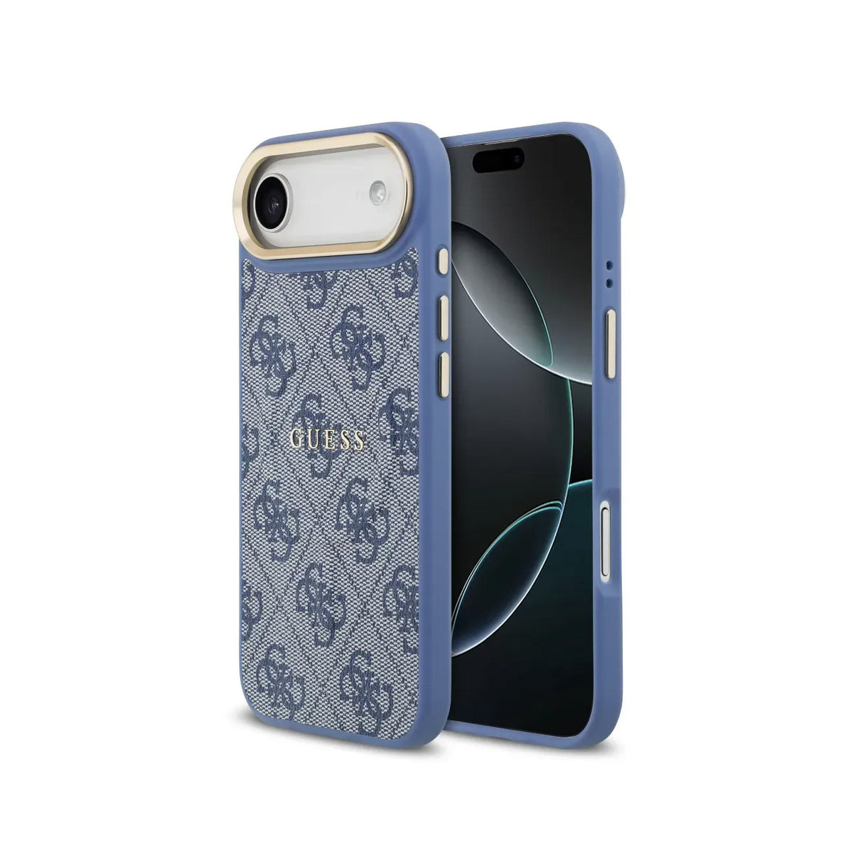 GUESS Funda de Polipiel Logo Clásico para iPhone Air Compatible con MagSafe y Protección Anticaídas, Azul