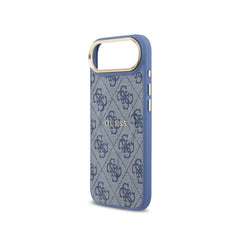 GUESS Funda de Polipiel Logo Clásico para iPhone Air Compatible con MagSafe y Protección Anticaídas, Azul