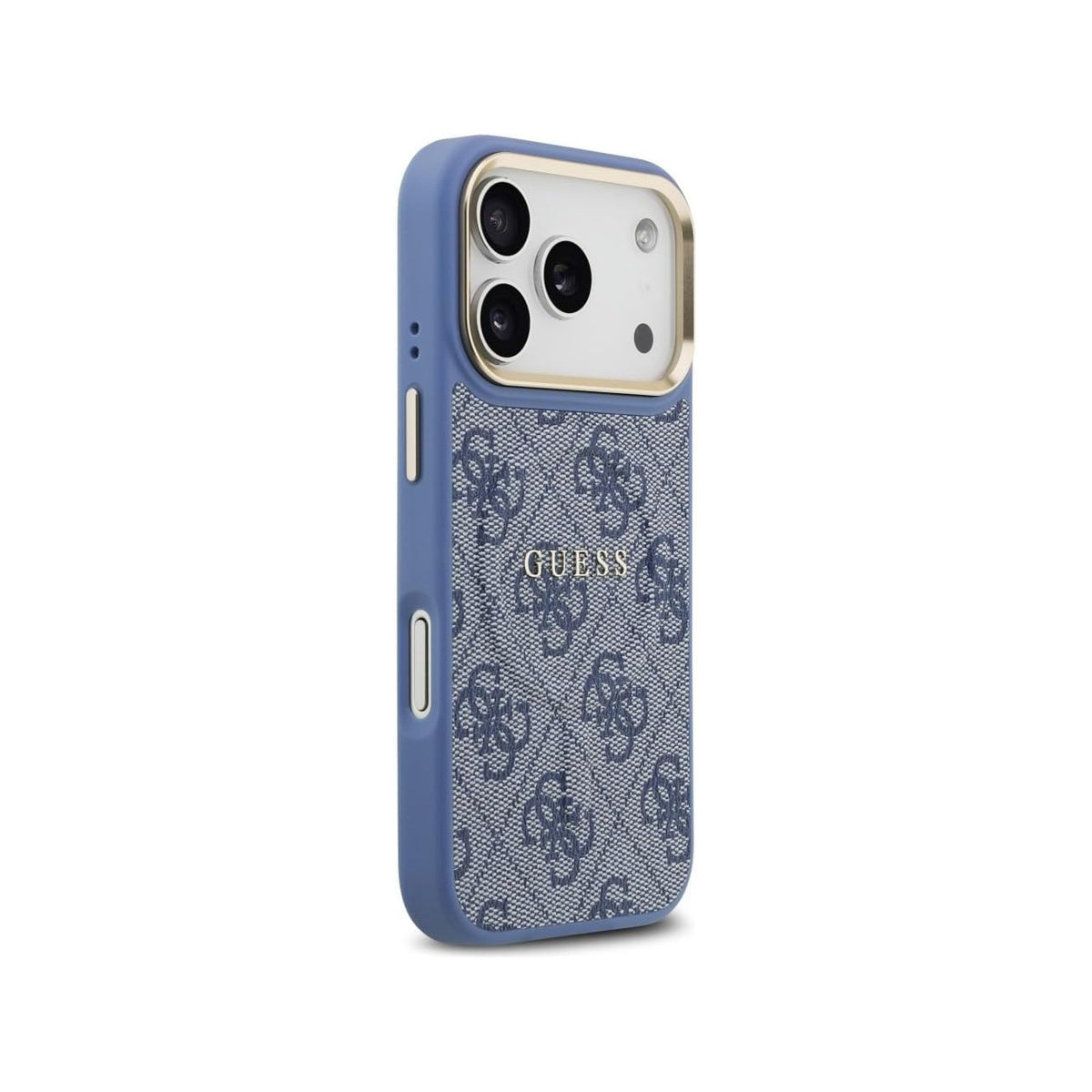 Guess iPhone 17 Pro Case – Blue Faux Leather Case Compatible with MagSafe with Classic Guess Logo, Drop Protection and Precise Fit