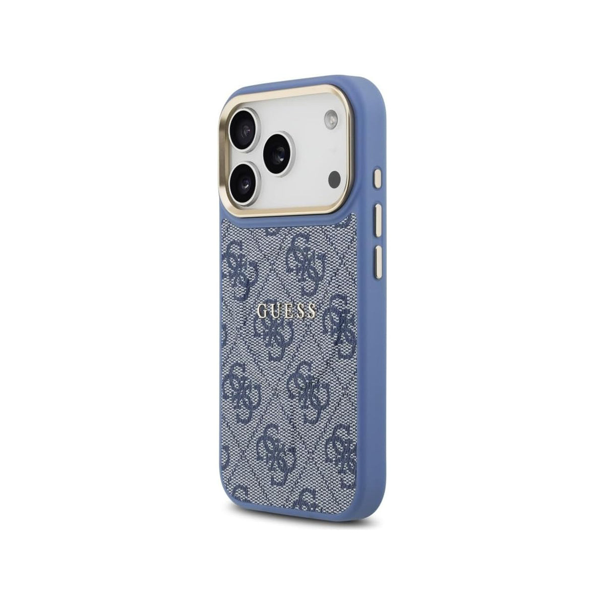 Guess iPhone 17 Pro Case – Blue Faux Leather Case Compatible with MagSafe with Classic Guess Logo, Drop Protection and Precise Fit