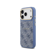 Guess Funda para iPhone 17 Pro – Carcasa 4G Azul con Gran Logo Clásico Guess Dorado, Protección Anticaídas y Ajuste Preciso