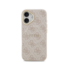 Guess Funda de Polipiel Logo Clásico para iPhone 17 Compatible con MagSafe y Protección Anticaídas, Rosa