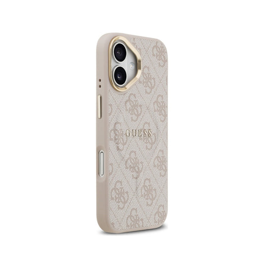 Guess Funda para iPhone 17 – Carcasa con MagSafe, Polipiel Rosa y Logotipo Clásico Guess, Protección Anticaídas y Ajuste Preciso