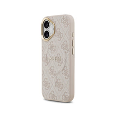 Guess Funda de Polipiel Logo Clásico para iPhone 17 Compatible con MagSafe y Protección Anticaídas, Rosa