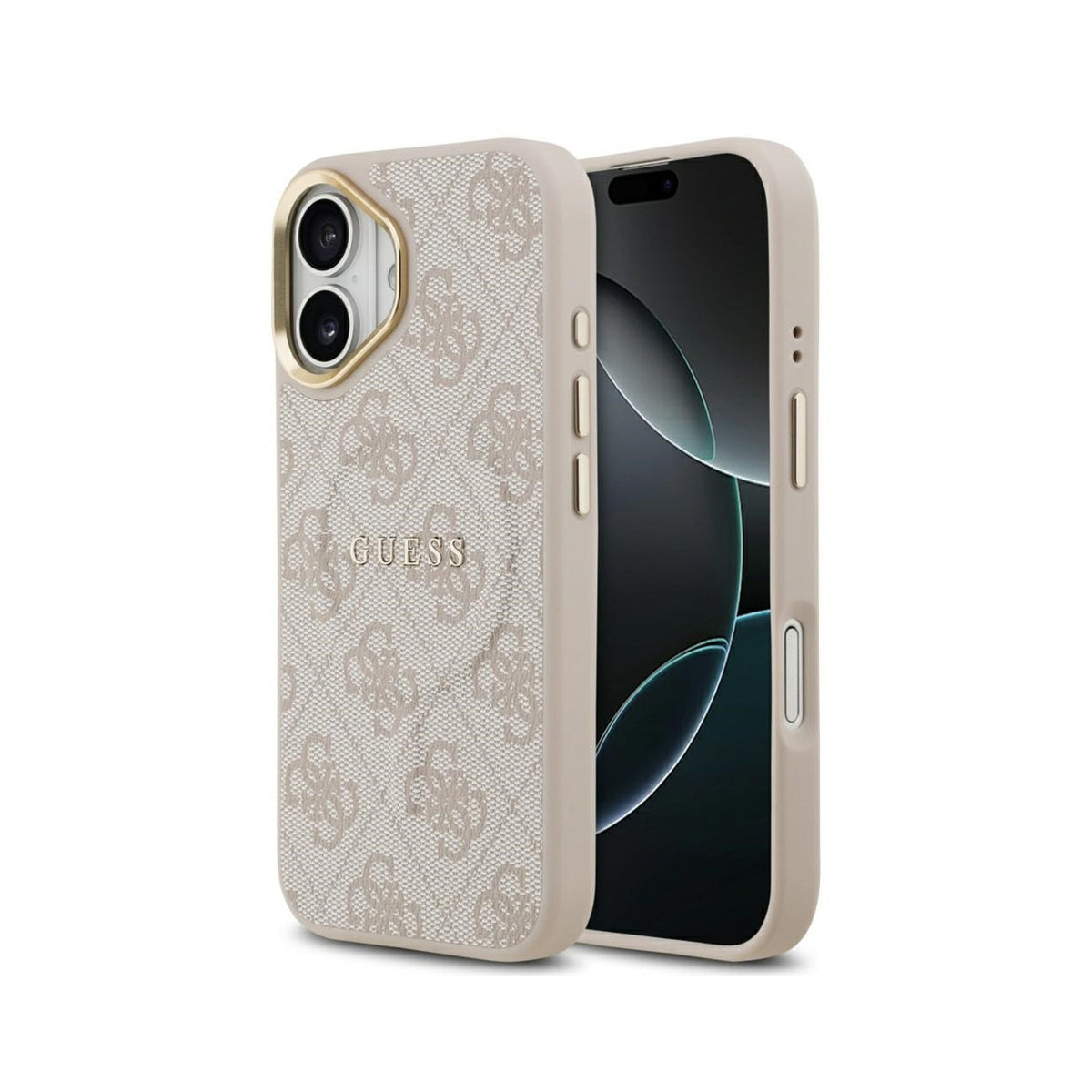 Guess Funda de Polipiel Logo Clásico para iPhone 17 Compatible con MagSafe y Protección Anticaídas, Rosa