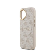 Guess Funda de Polipiel Logo Clásico para iPhone 17 Compatible con MagSafe y Protección Anticaídas, Rosa