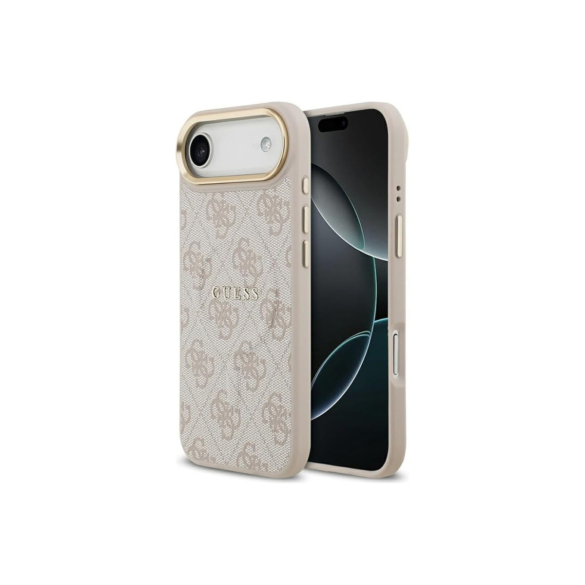 Guess iPhone 17 Air Case – Pink Faux Leather MagSafe Compatible Cover with Classic Guess Logo, Drop Protection and Precise Fit
