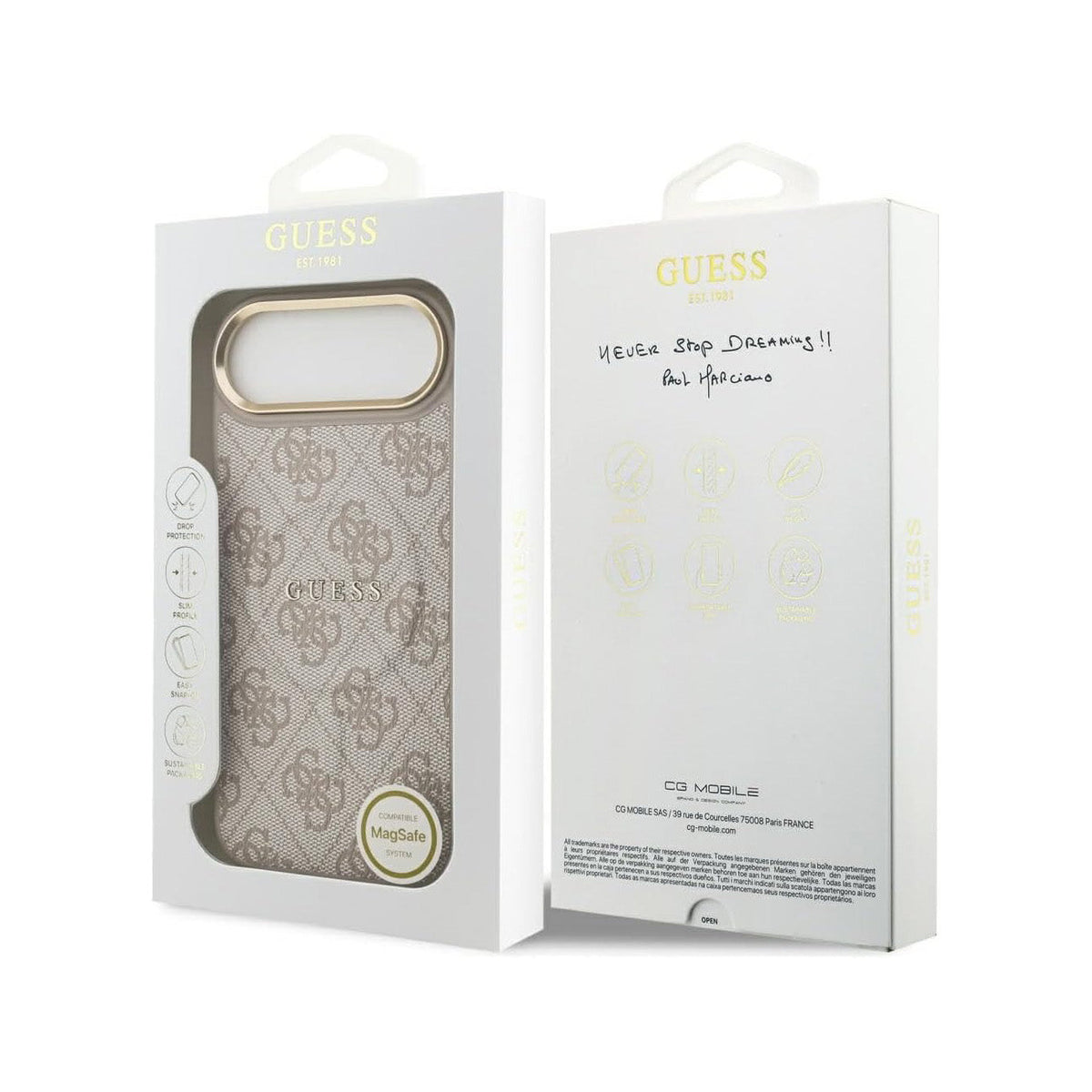 Guess iPhone 17 Air Case – Pink Faux Leather MagSafe Compatible Cover with Classic Guess Logo, Drop Protection and Precise Fit