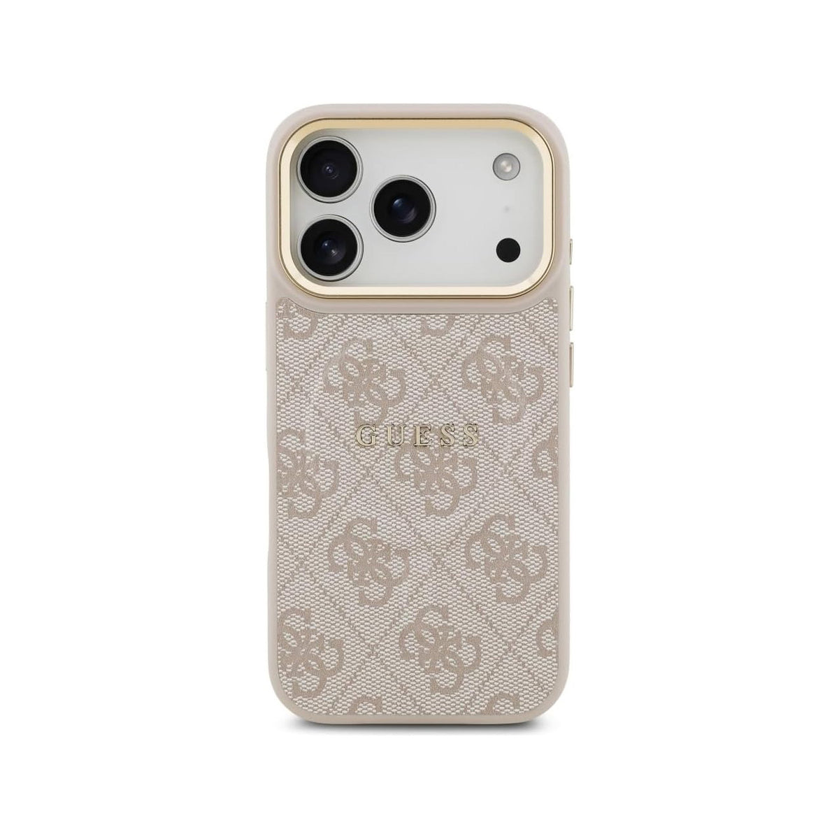 Guess iPhone 17 Pro Case – Pink Faux Leather MagSafe Compatible Case with Classic Guess Logo, Drop Protection and Precise Fit