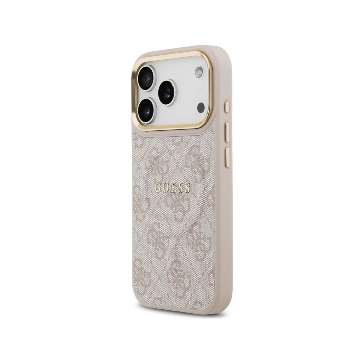 Guess iPhone 17 Pro Case – Pink Faux Leather MagSafe Compatible Case with Classic Guess Logo, Drop Protection and Precise Fit