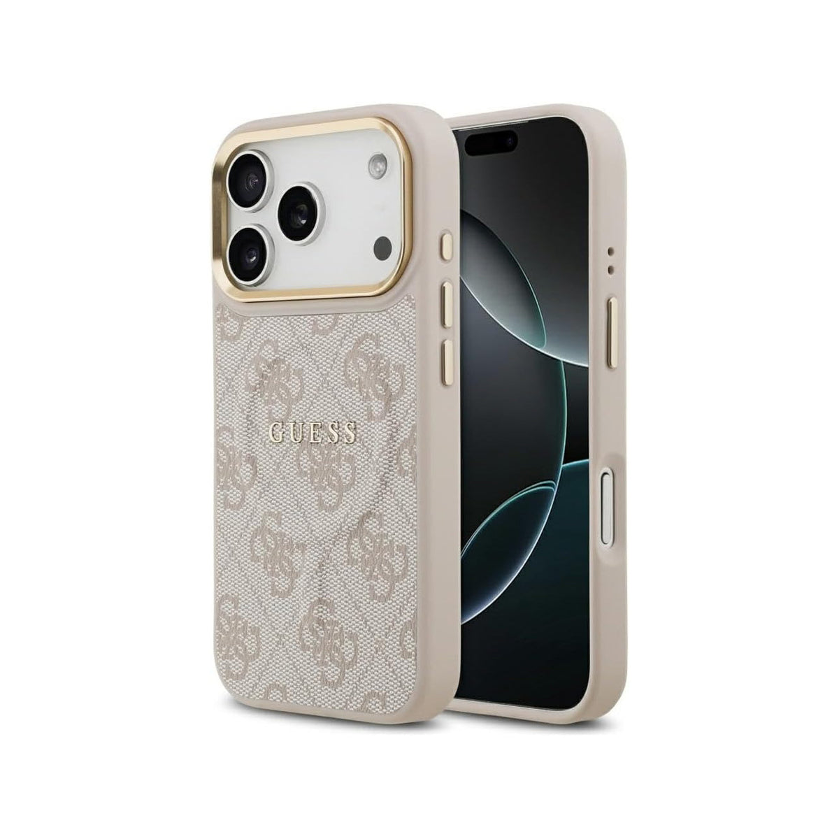 Guess iPhone 17 Pro Case – Pink Faux Leather MagSafe Compatible Case with Classic Guess Logo, Drop Protection and Precise Fit