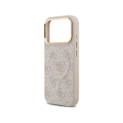 Guess Funda de Polipiel Logo Clásico para iPhone 17 Pro Compatible con MagSafe y Protección Anticaídas, Rosa