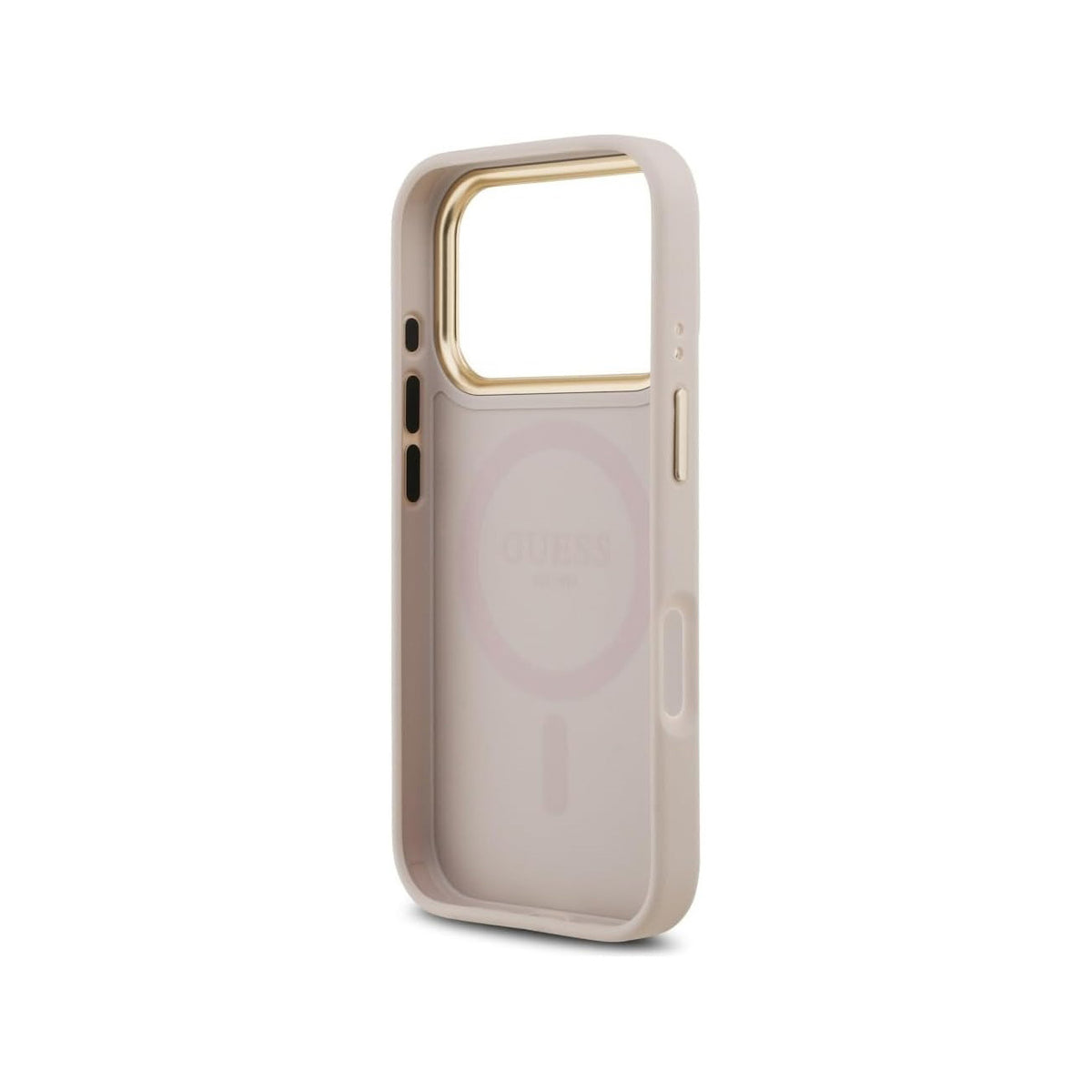 Guess iPhone 17 Pro Case – Pink Faux Leather MagSafe Compatible Case with Classic Guess Logo, Drop Protection and Precise Fit
