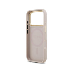 Guess Funda de Polipiel Logo Clásico para iPhone 17 Pro Compatible con MagSafe y Protección Anticaídas, Rosa
