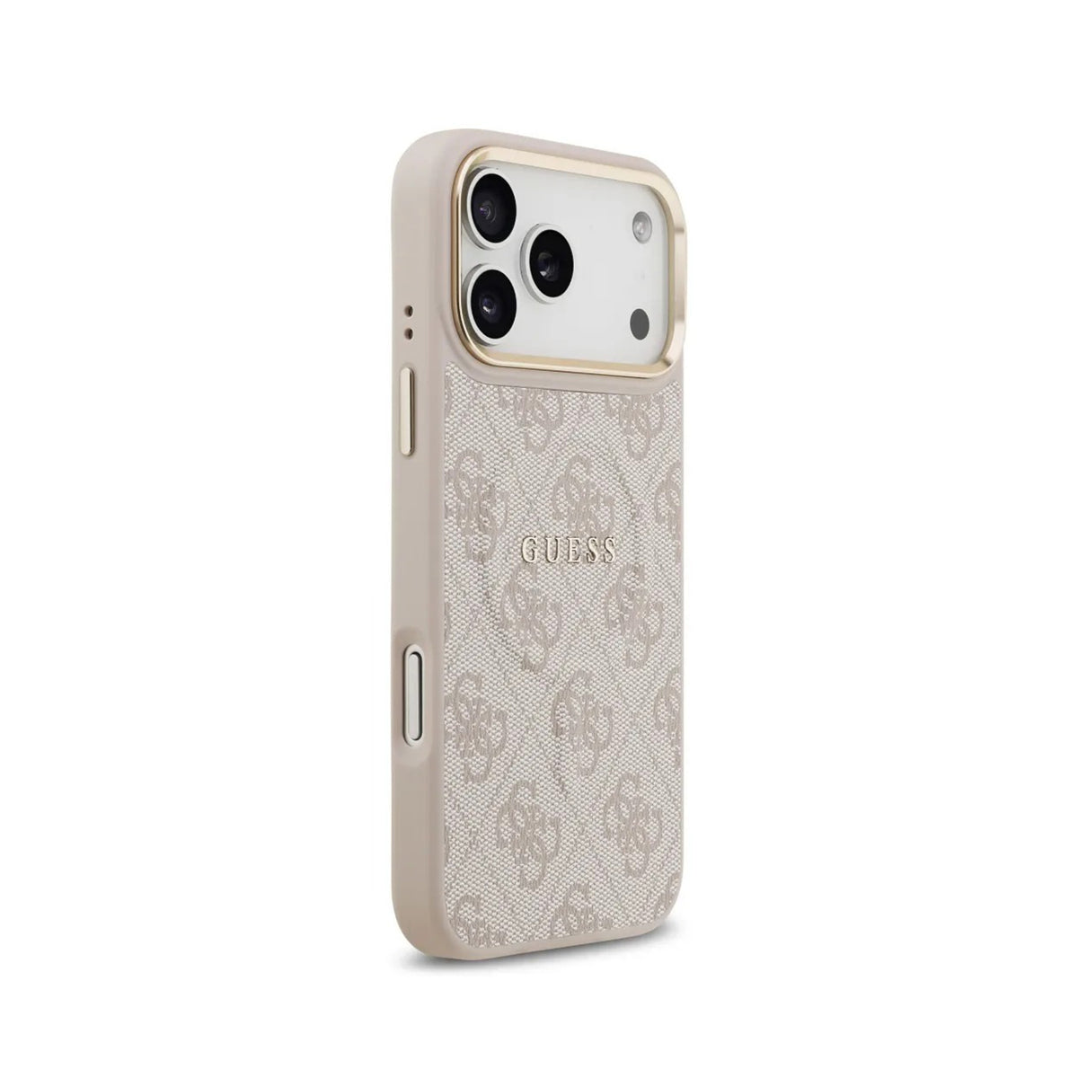 Guess Funda de Polipiel Logo Clásico para iPhone 17 Pro Max/18 Pro Max Compatible con MagSafe y Protección Anticaídas, Rosa