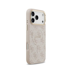 Guess Funda de Polipiel Logo Clásico para iPhone 17 Pro Max Compatible con MagSafe y Protección Anticaídas, Rosa