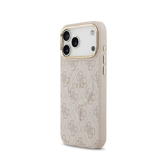 Guess Funda de Polipiel Logo Clásico para iPhone 17 Pro Max Compatible con MagSafe y Protección Anticaídas, Rosa
