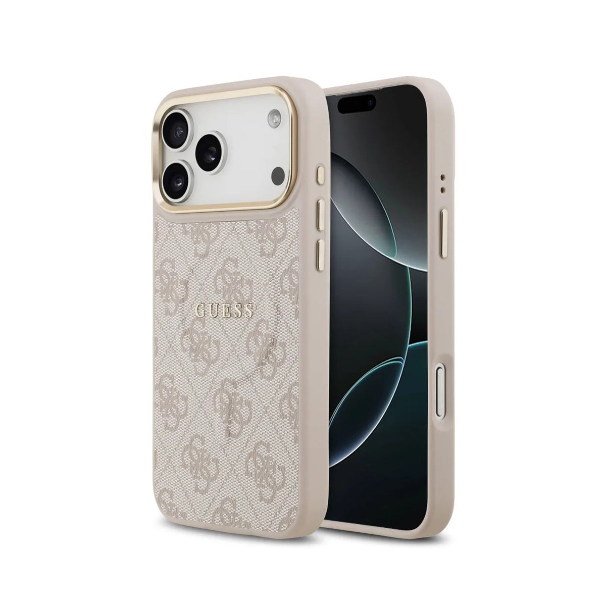 Guess Funda de Polipiel Logo Clásico para iPhone 17 Pro Max/18 Pro Max Compatible con MagSafe y Protección Anticaídas, Rosa