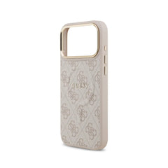 Guess Funda de Polipiel Logo Clásico para iPhone 17 Pro Max Compatible con MagSafe y Protección Anticaídas, Rosa