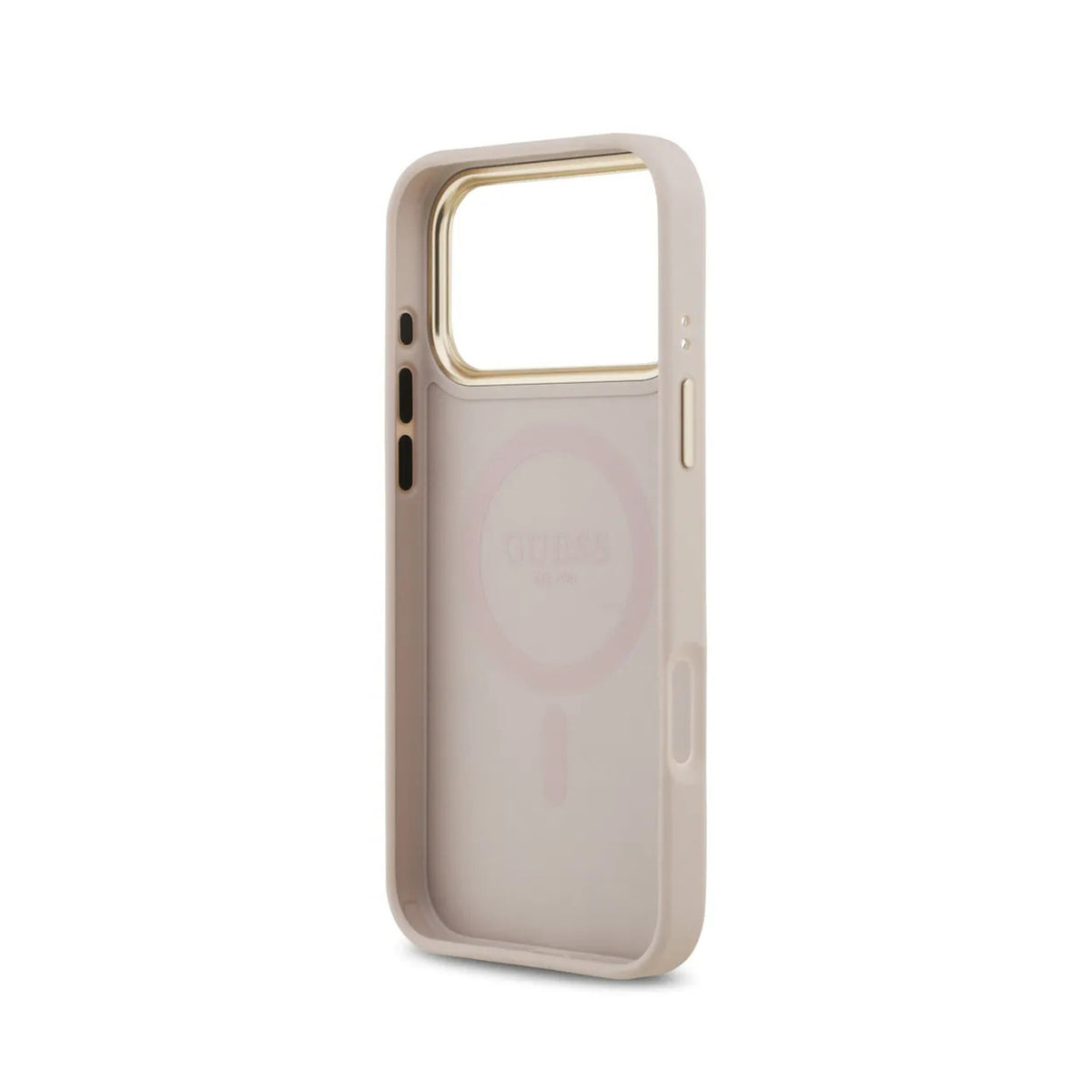 Guess Funda de Polipiel Logo Clásico para iPhone 17 Pro Max/18 Pro Max Compatible con MagSafe y Protección Anticaídas, Rosa