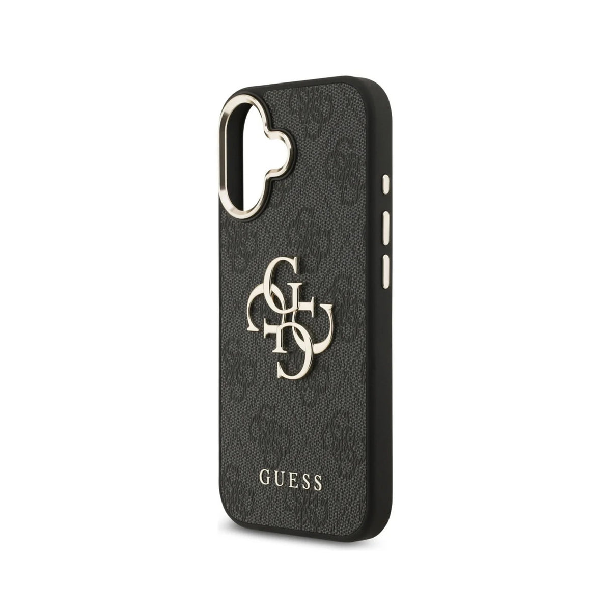 Guess Funda Efecto Piel Logo 4G Dorado para iPhone 17 con Protección Anticaídas, Negra