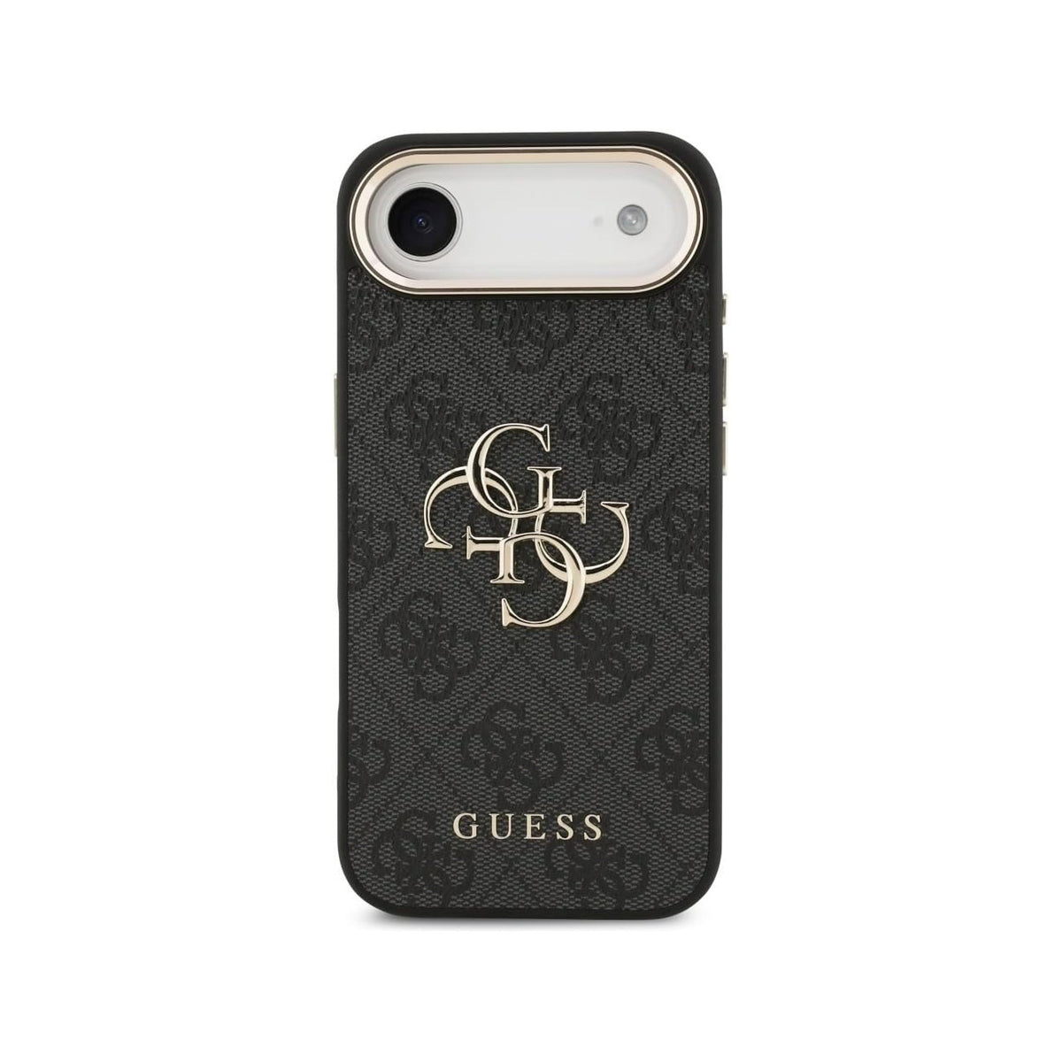 Guess Funda de Polipiel Gran Logo 4G Dorado para iPhone Air con Protección Anticaídas, Negra