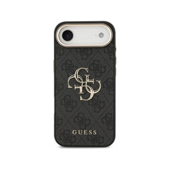 Guess Funda para iPhone Air – Carcasa de Polipiel Negra con Gran Logo Dorado 4G, Protección Anticaídas y Ajuste Preciso